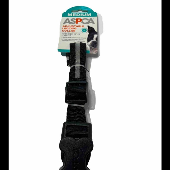 ASPCA MEDIUM Adjustable LED Dog Collar Black Size 15" - 18" - 1" Width NEW, - Picture 7 of 9